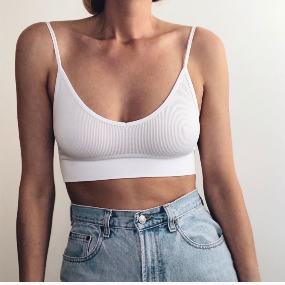 Seamless rubbed Low-back Bralette, WHITE M/L